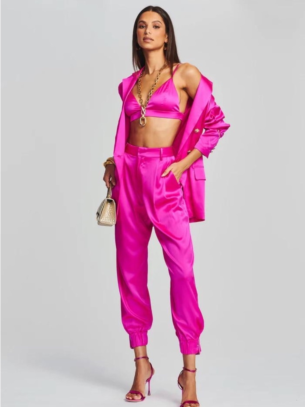Retrofete Rocky Silk Pants in pink size XL